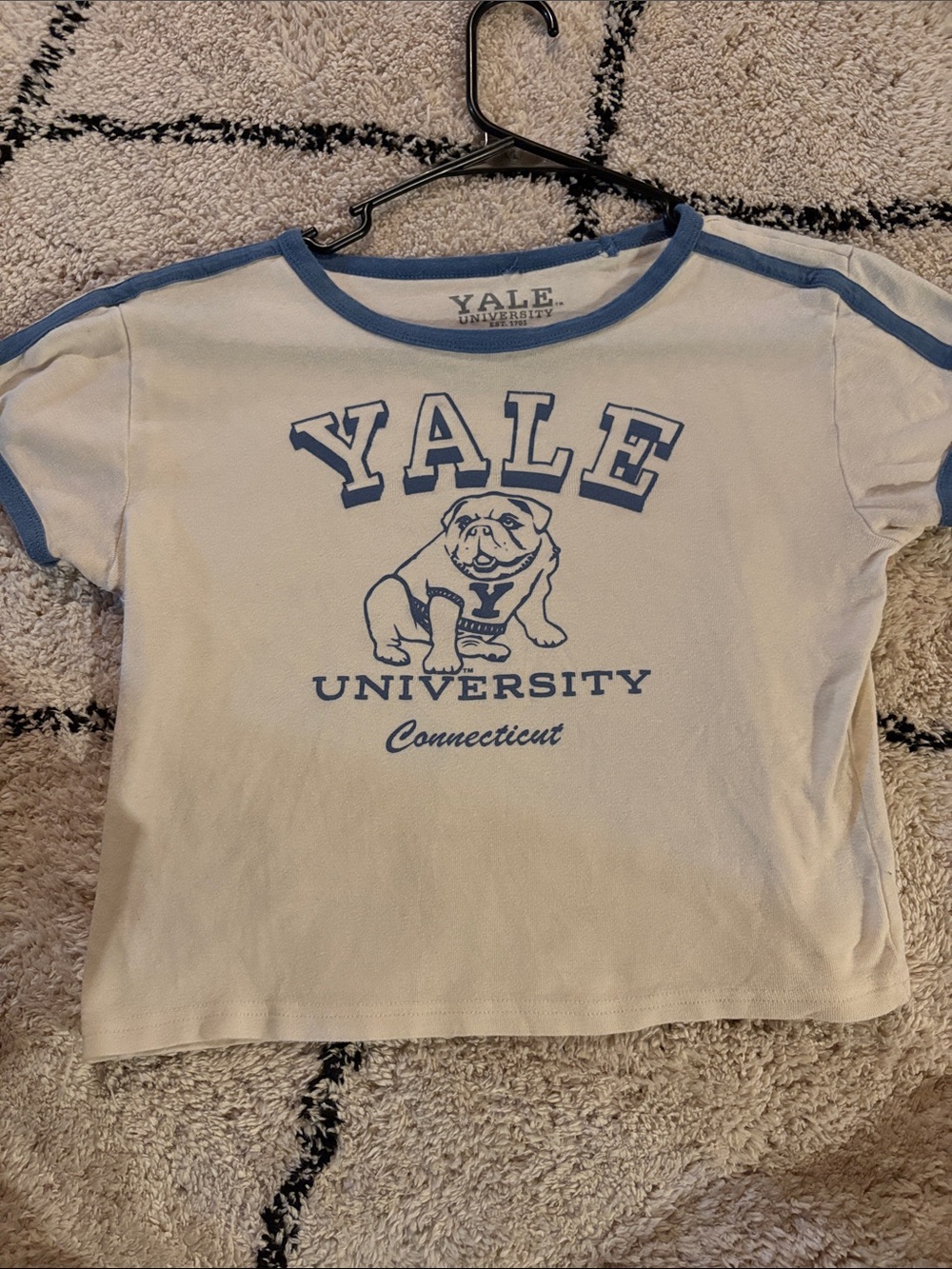 Yale University Cream & Blue Ringer Crop Top